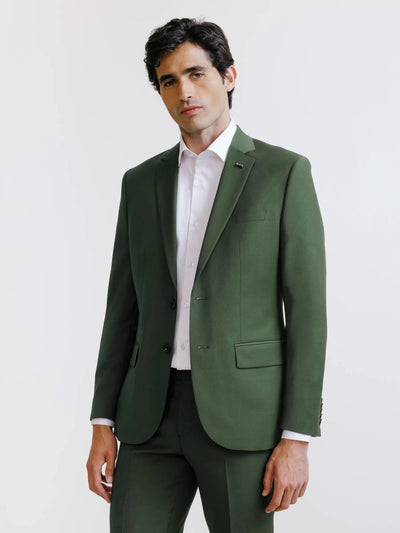 Costume 2 boutons laine majoritaire vert foncé - IZAC