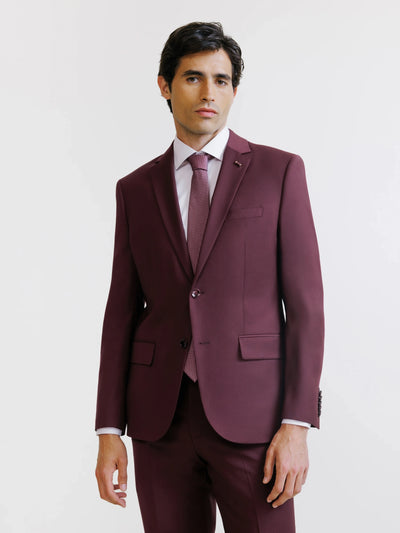 2-button suit in plum wool