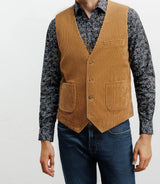 Gilet ville en velours côtelé camel