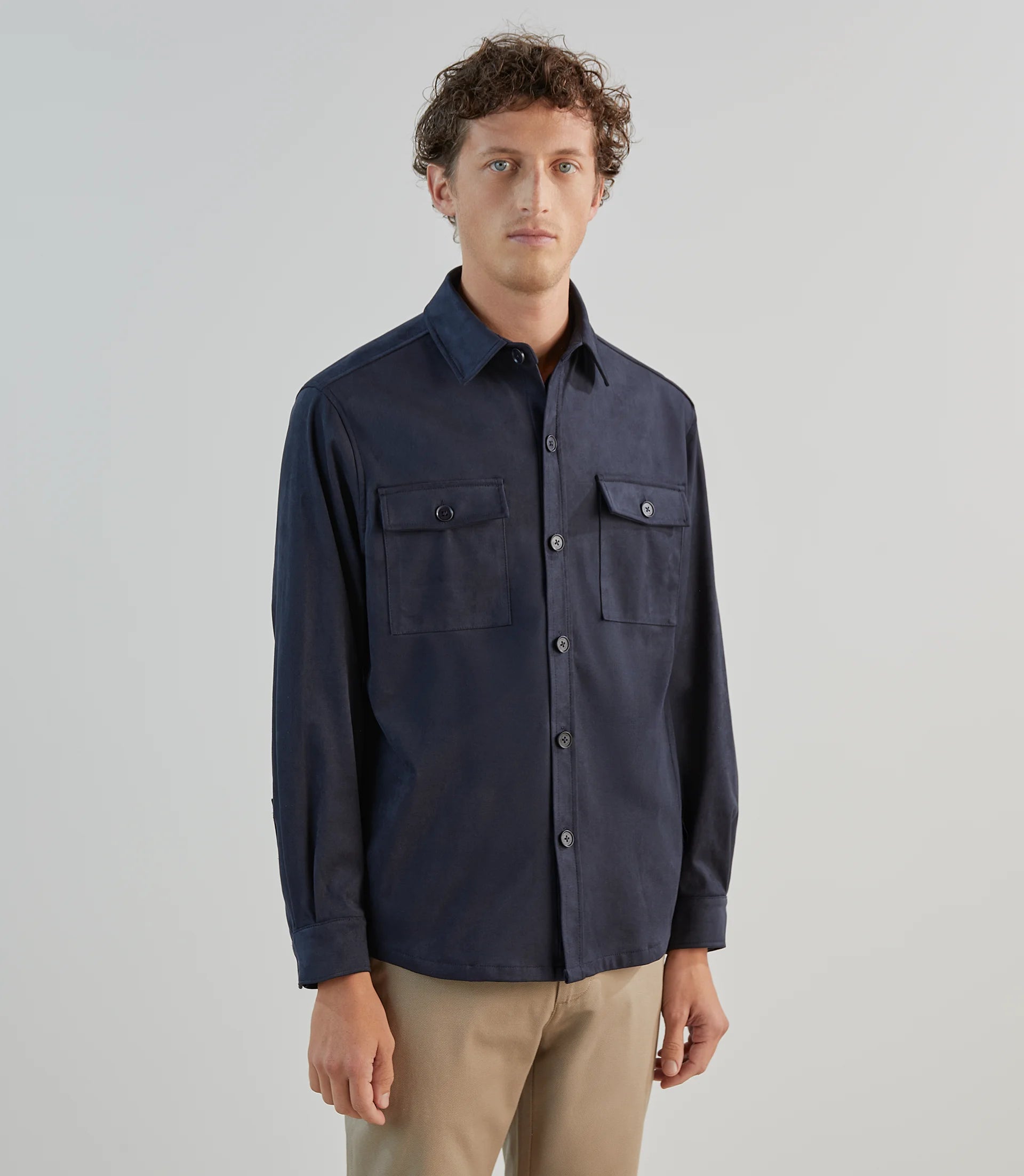Chemise casual en suède marine - IZAC