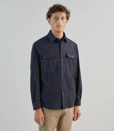 Chemise casual en suède marine - IZAC