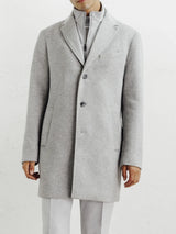 City coat with removable trim, light grey