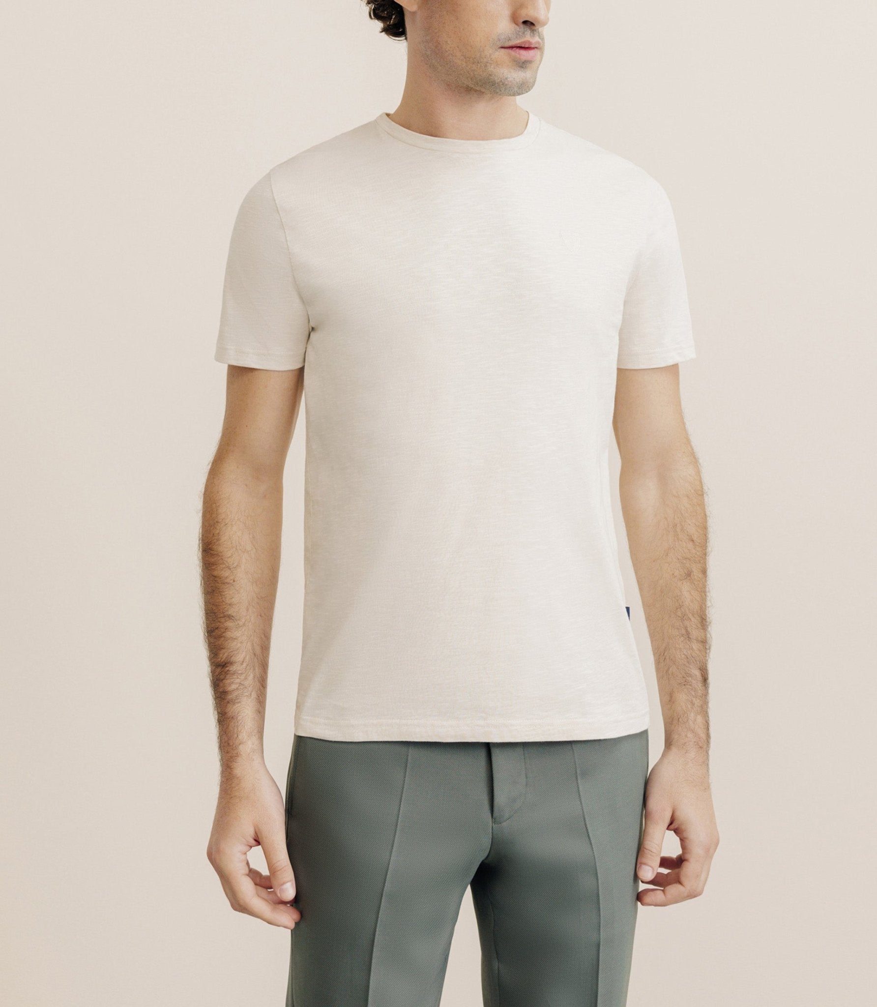 T-shirt col rond beige