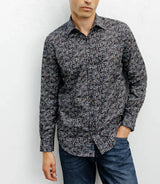 Chemise casual imprimé fleurs marine - IZAC