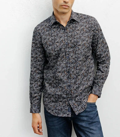 Navy floral print casual shirt