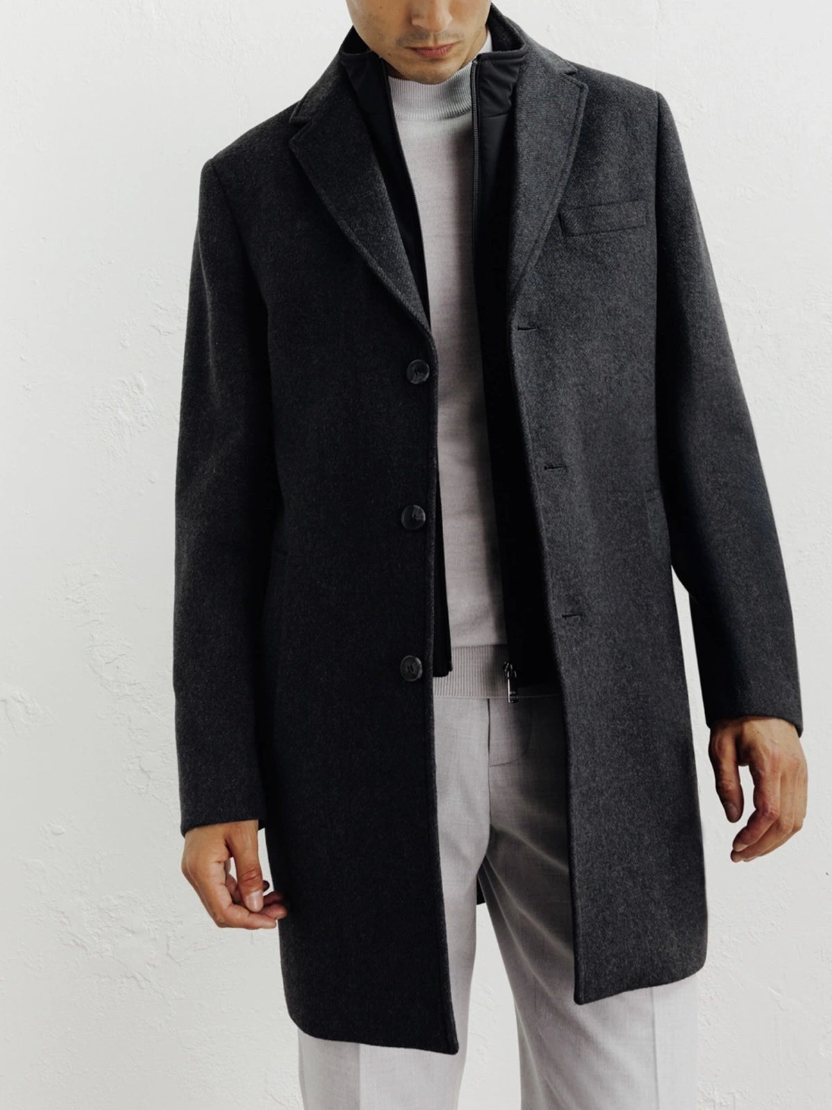 Manteau ville à parmenture amovible gris foncé - IZAC