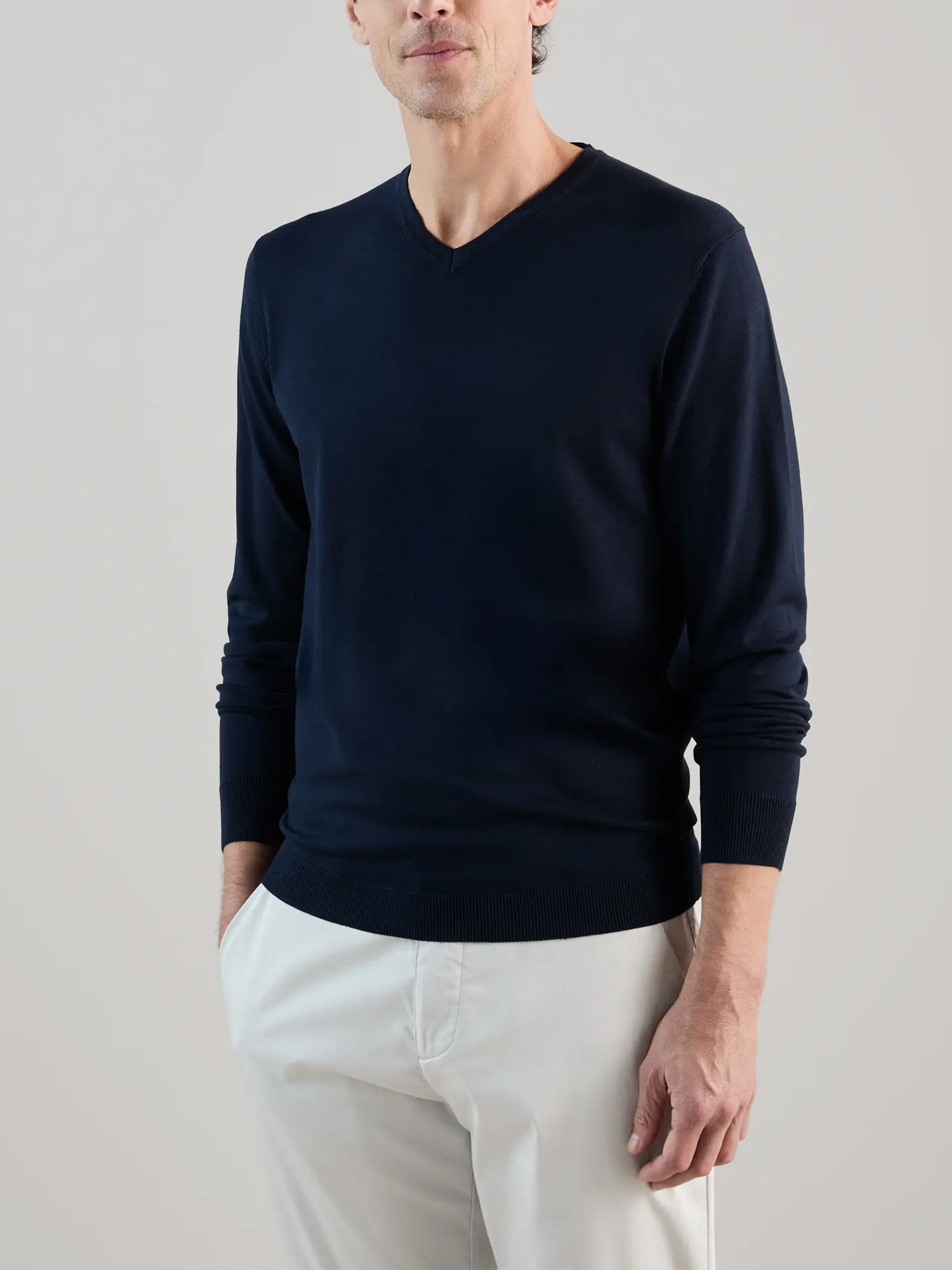 Navy V-neck sweater