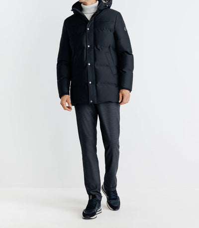 Parka longue matelassée à capuche marine - IZAC