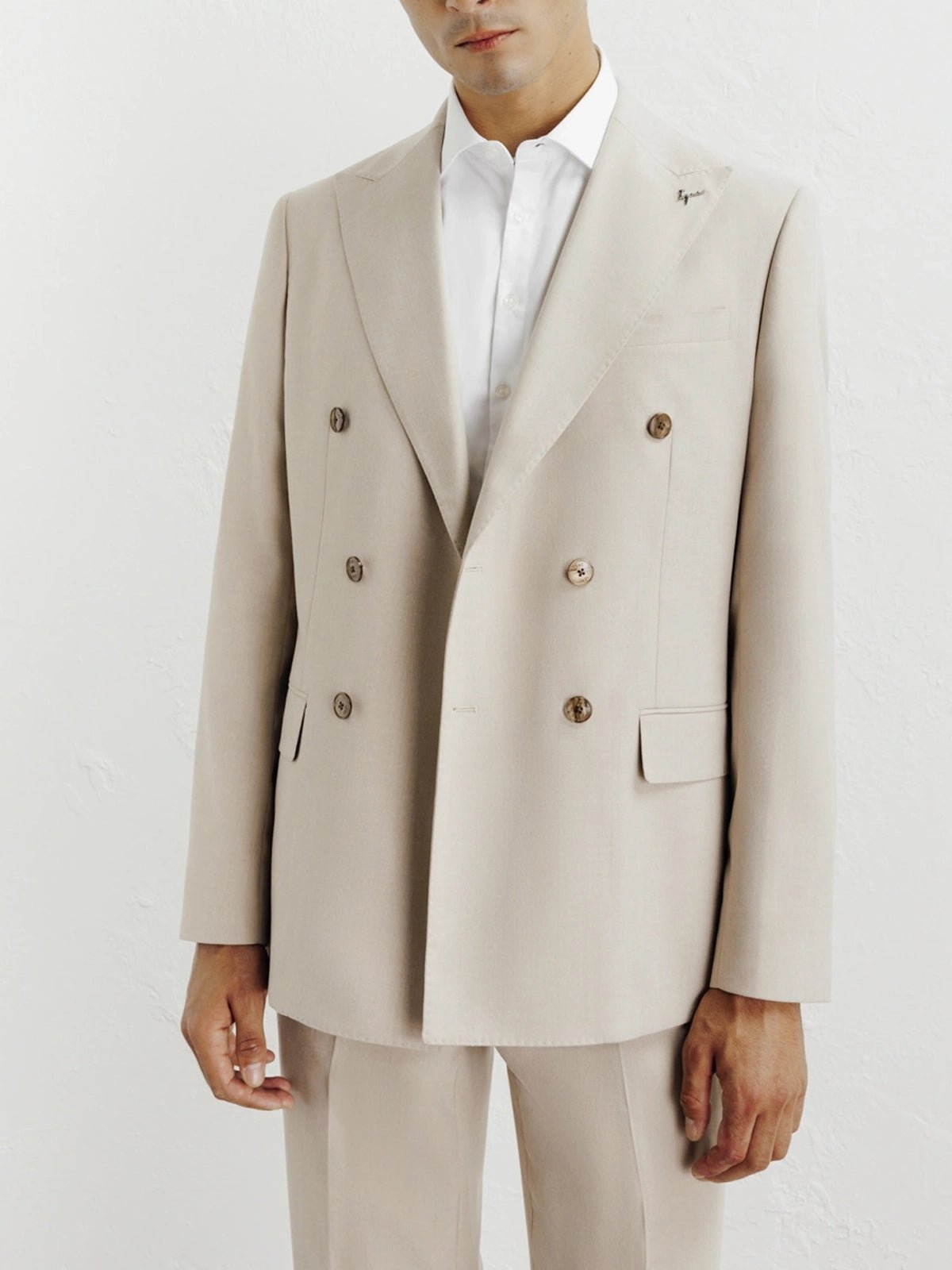 Costume croisé beige