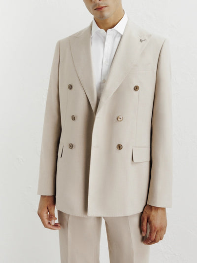 Costume croisé beige