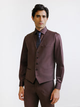 Brown wool blend city vest