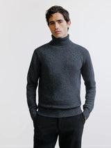 Pull en laine col roulé anthracite