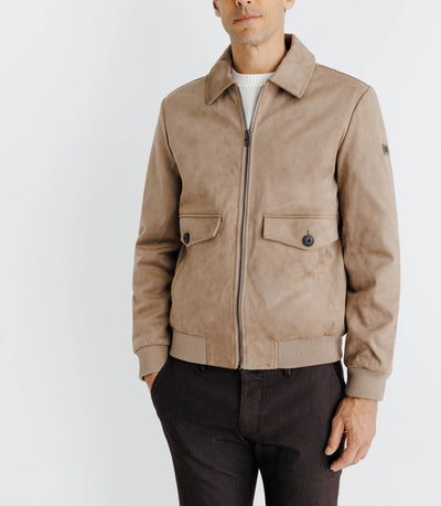 Blouson en suède taupe - IZAC