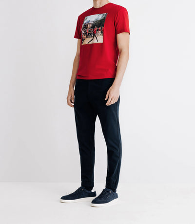 T-shirt col rond avec print rouge - IZAC
