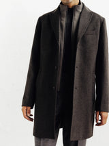 City coat with removable brown trim