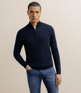 Pull col montant demi zippé marine