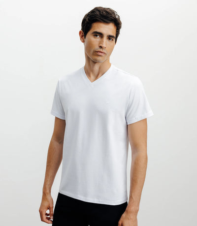 T-shirt col V basic blanc - IZAC