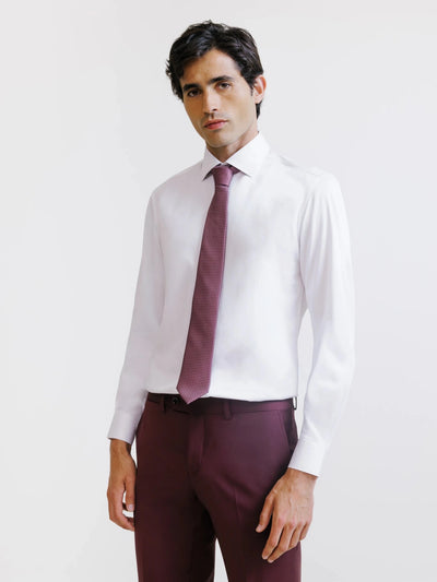 Chemise slim en satin de coton blanche - IZAC