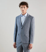 Two-button suit in sky blue check