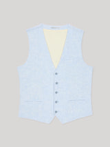 Gilet ville 100% lin bleu ciel