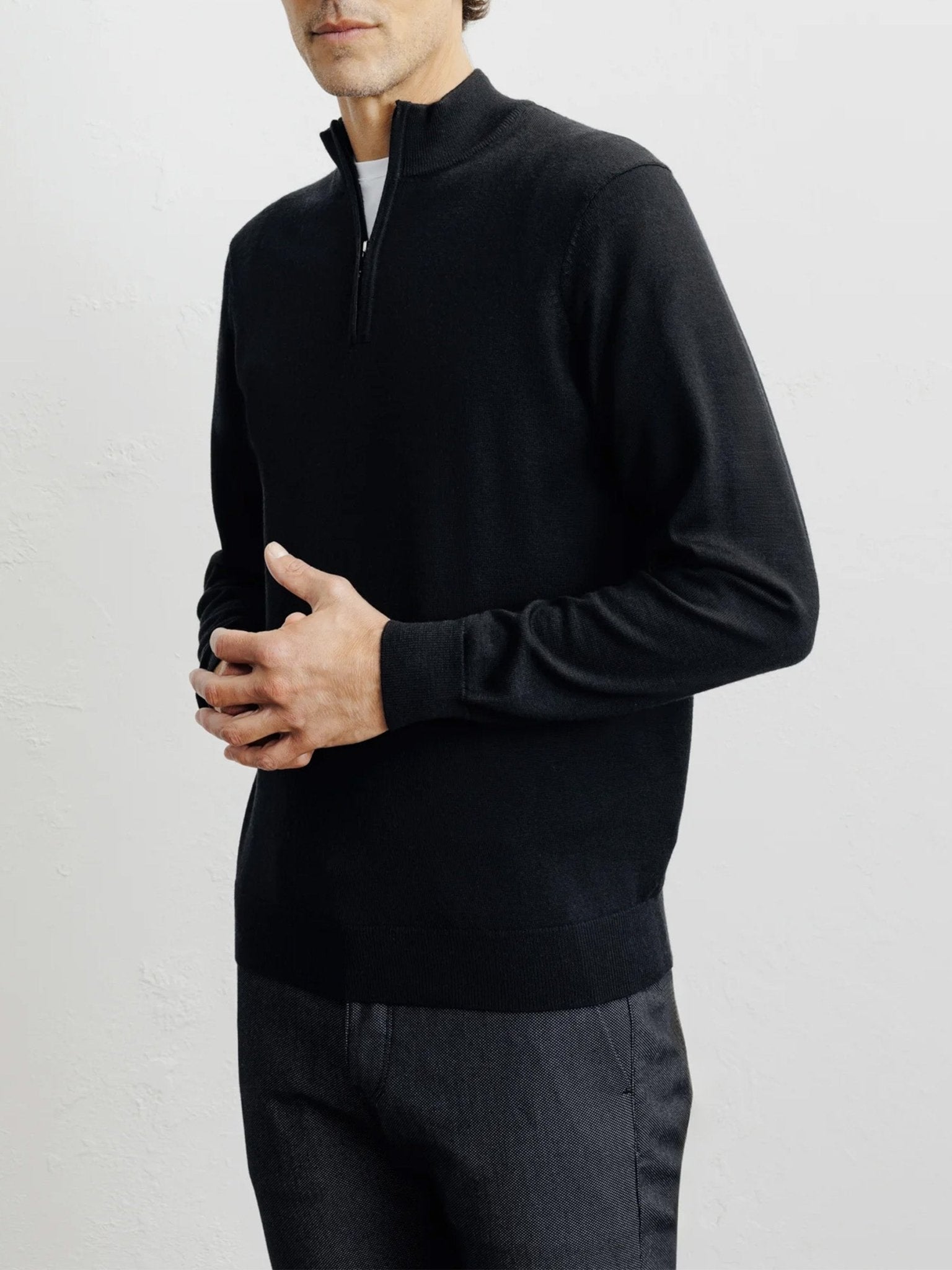 Pull demi zippé noir - IZAC