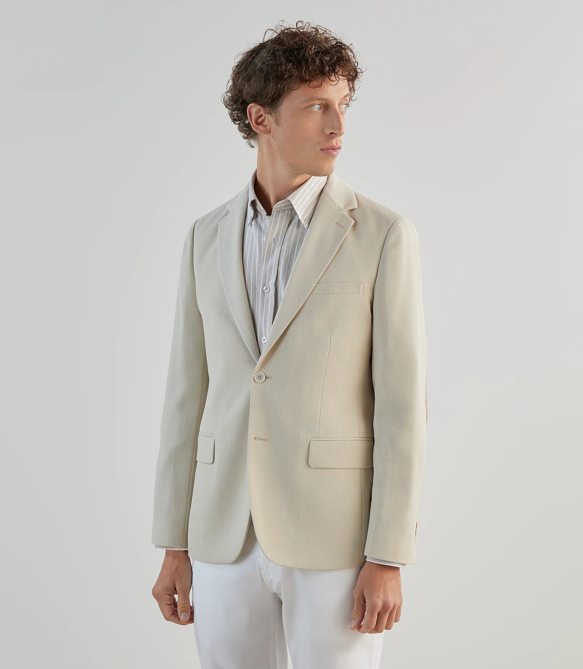 Veste casual en tissu armuré écru - IZAC