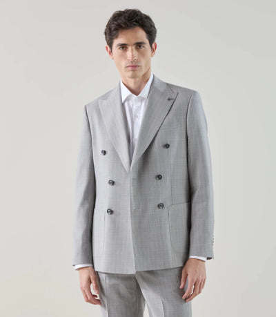 Costume croisé en laine mélangée gris - IZAC