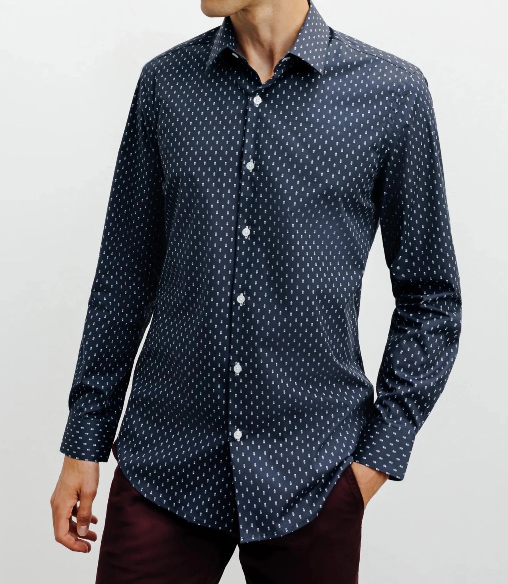 Chemise ville imprimée marine - IZAC