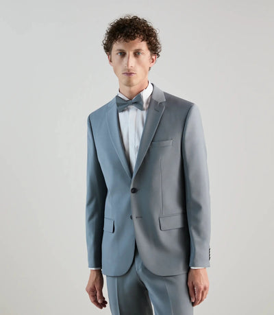 Costume 2 boutons en laine majoritaire bleu gris clair - IZAC