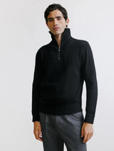 Pull en laine col camionneur noir
