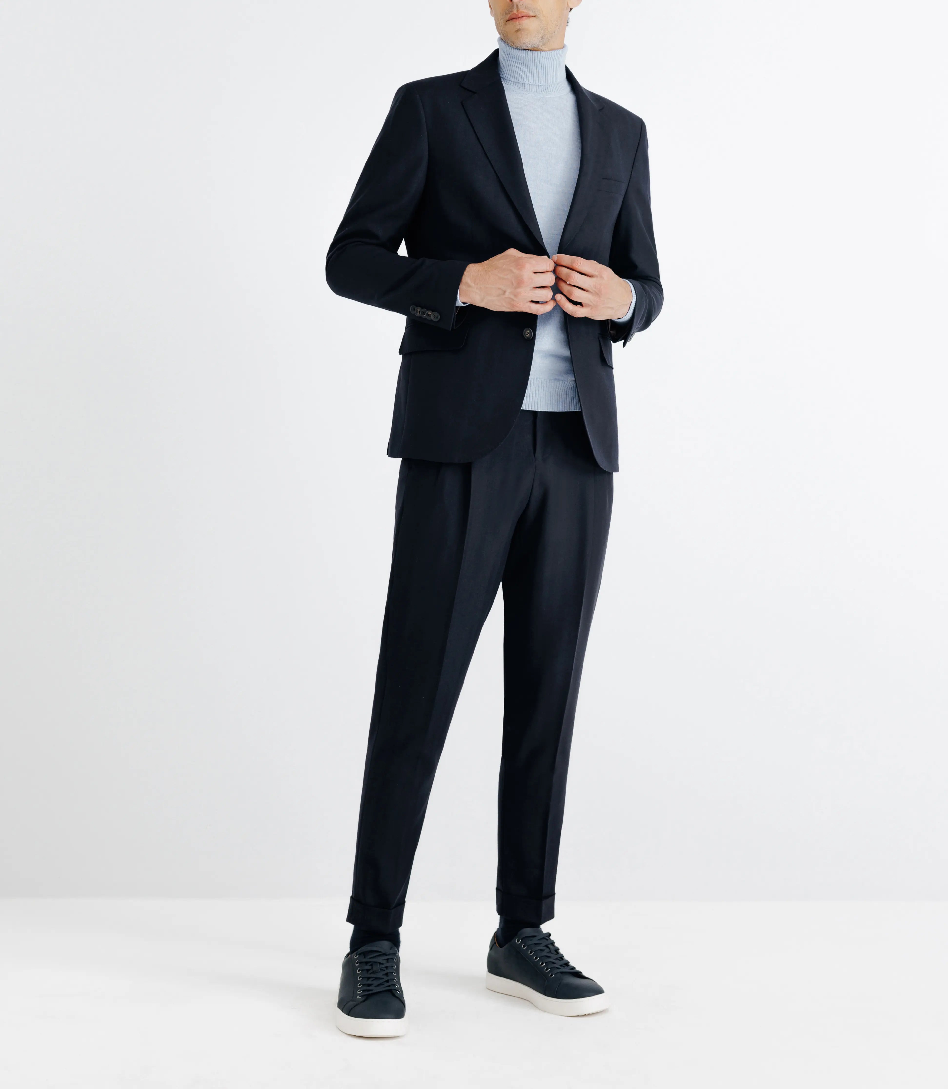 Costume en laine mélangée marine - IZAC