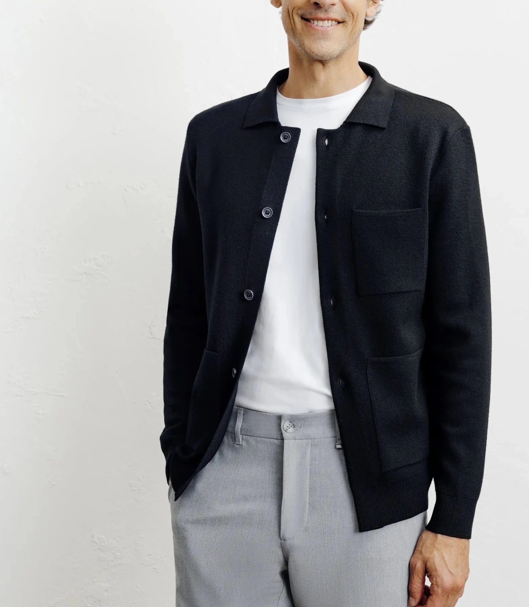 Cardigan surchemise en maille noir - IZAC