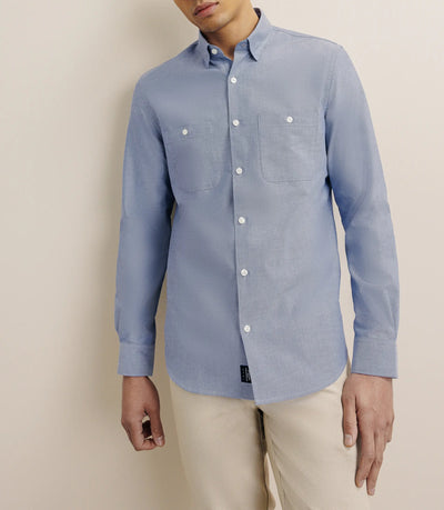 Chemise droite oxford marine - IZAC