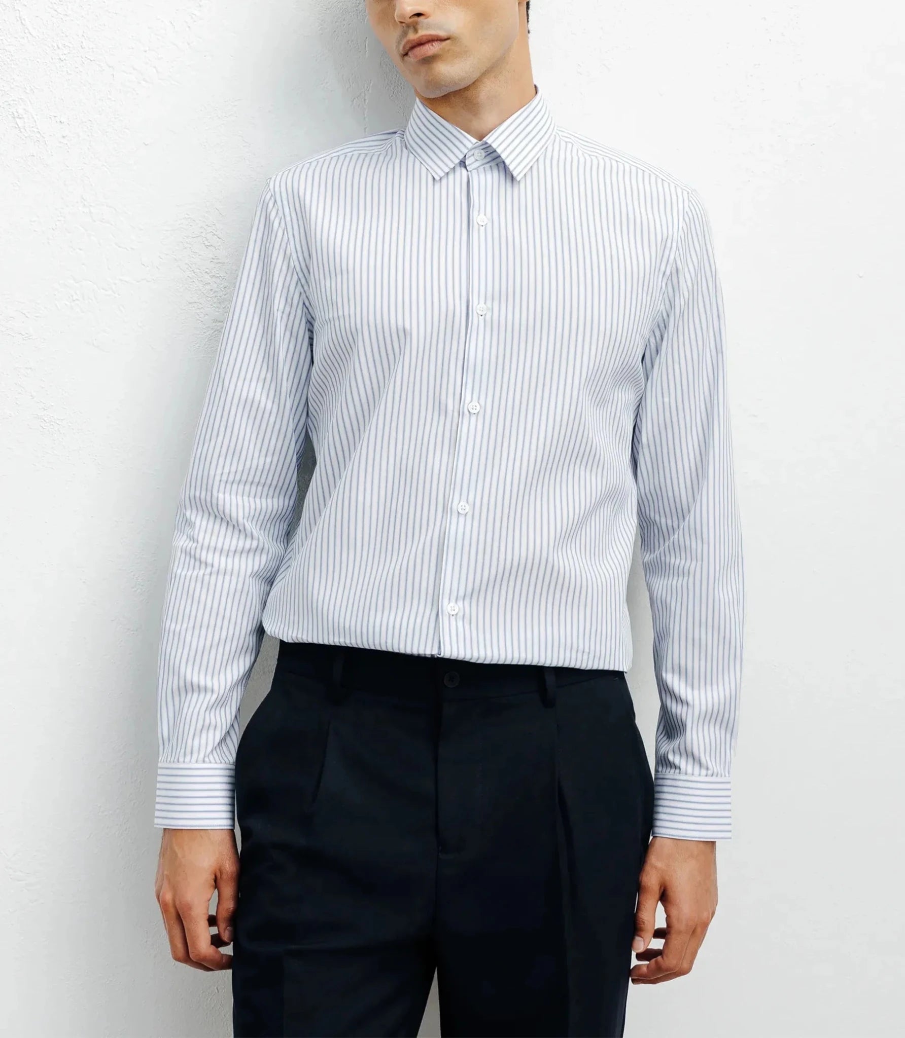 Chemise casual à rayures ciel