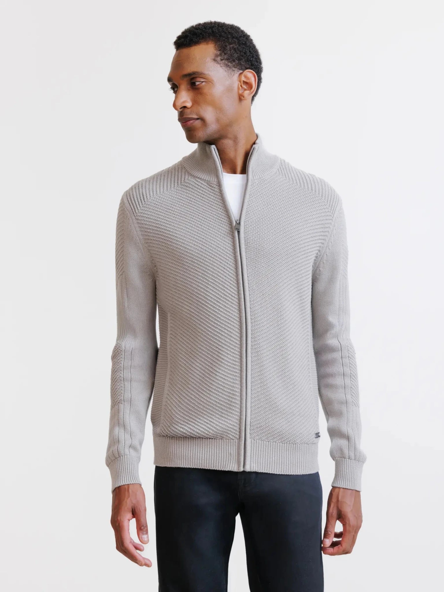 Gilet zippé à jeux de points taupe - IZAC