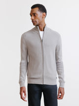 Taupe knitted zipped cardigan