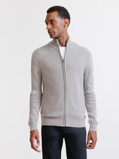 Taupe knitted zipped cardigan