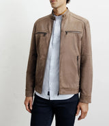 Blouson motard taupe