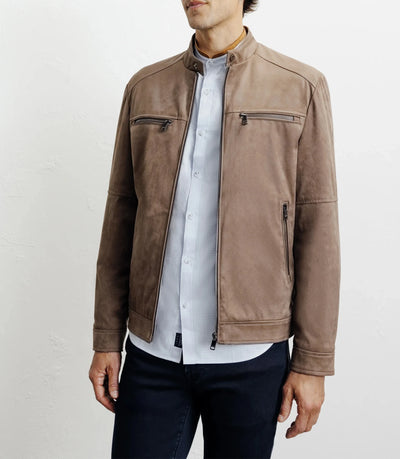 Blouson motard taupe