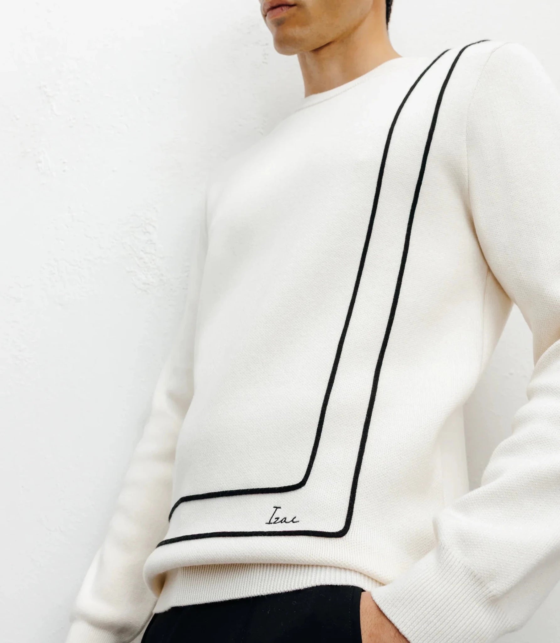 Pull col rond fantaisie écru - IZAC