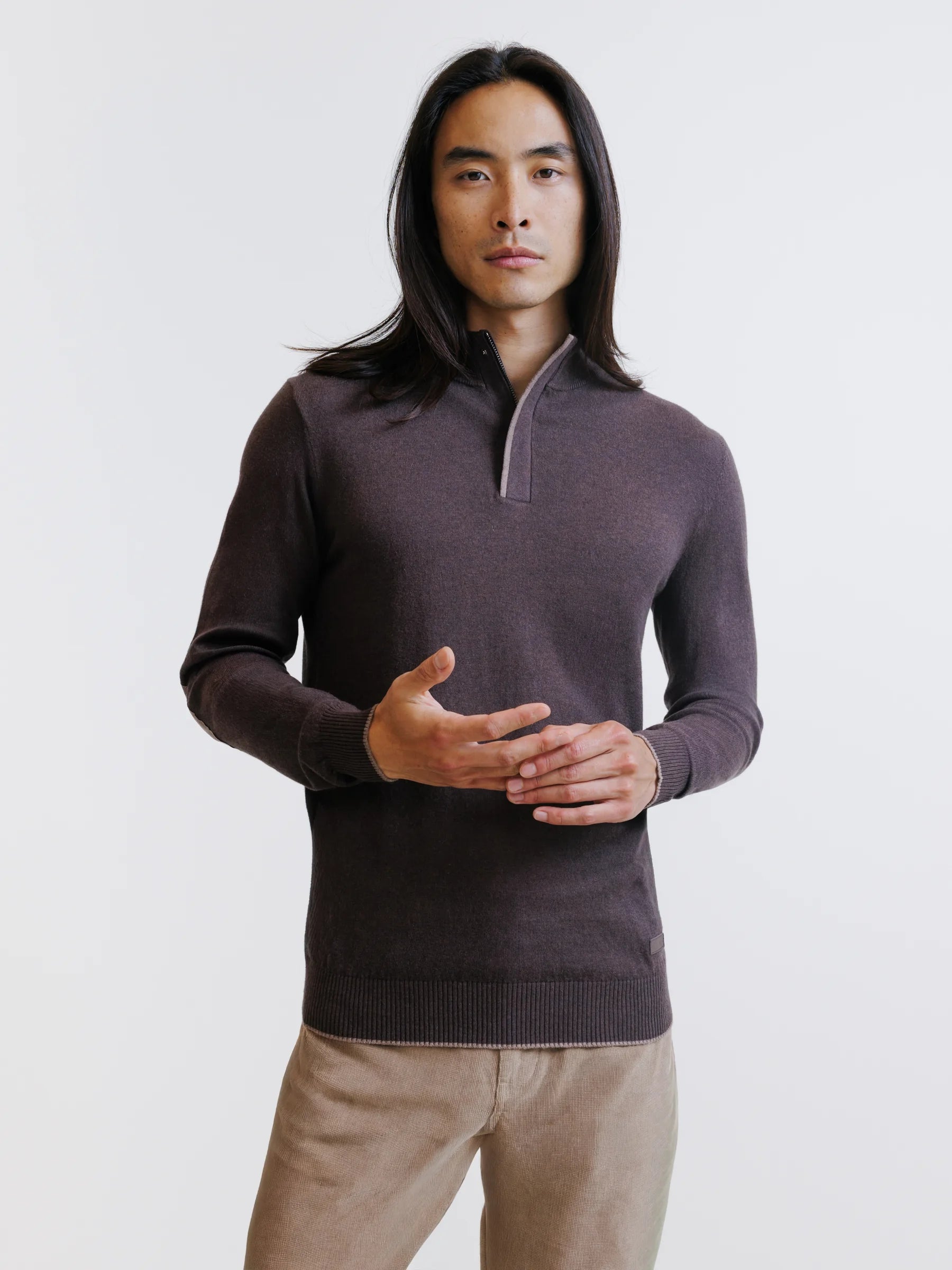Brown high-neck sweater