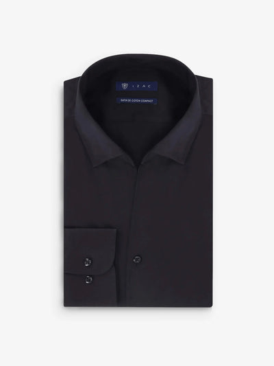 Black open-neck dress shirt
