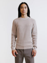 Pull col rond à jeu de points beige - IZAC