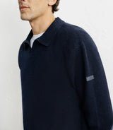 Pull col polo ouvert marine