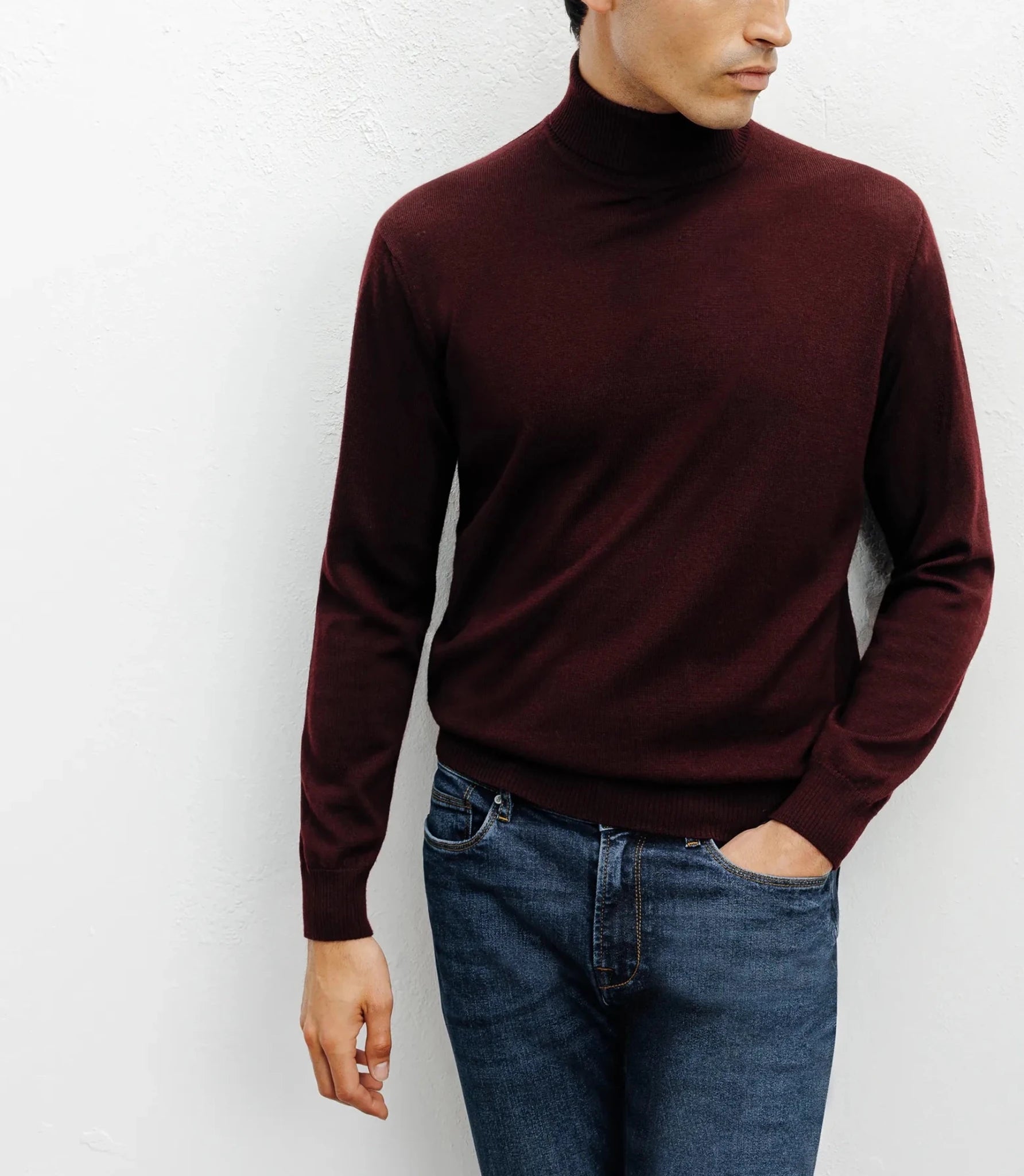 Pull col roulé bordeaux - IZAC