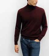 Pull col roulé bordeaux