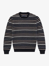 Navy striped crew neck jumper