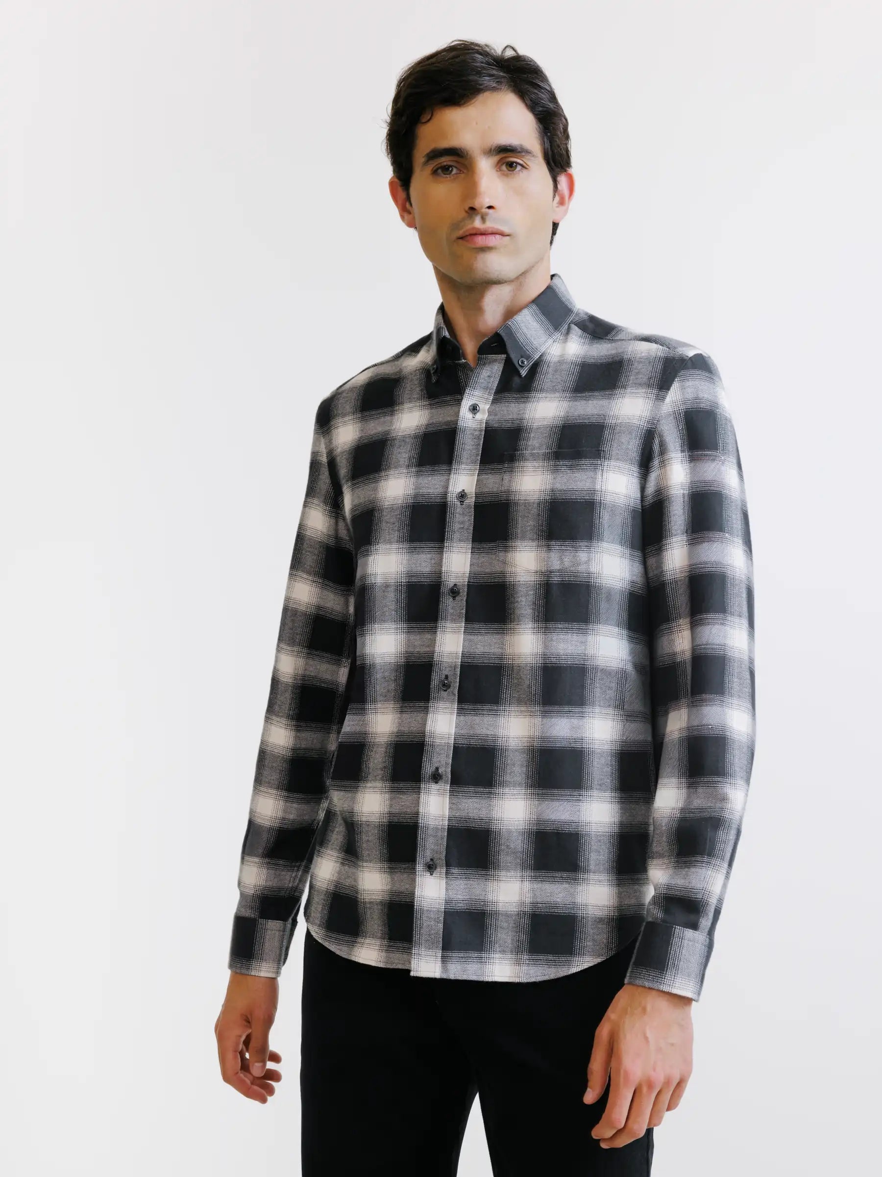 Black plaid shirt