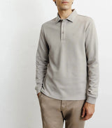 Polo boutonné en maille beige