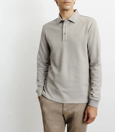 Polo boutonné en maille beige - IZAC